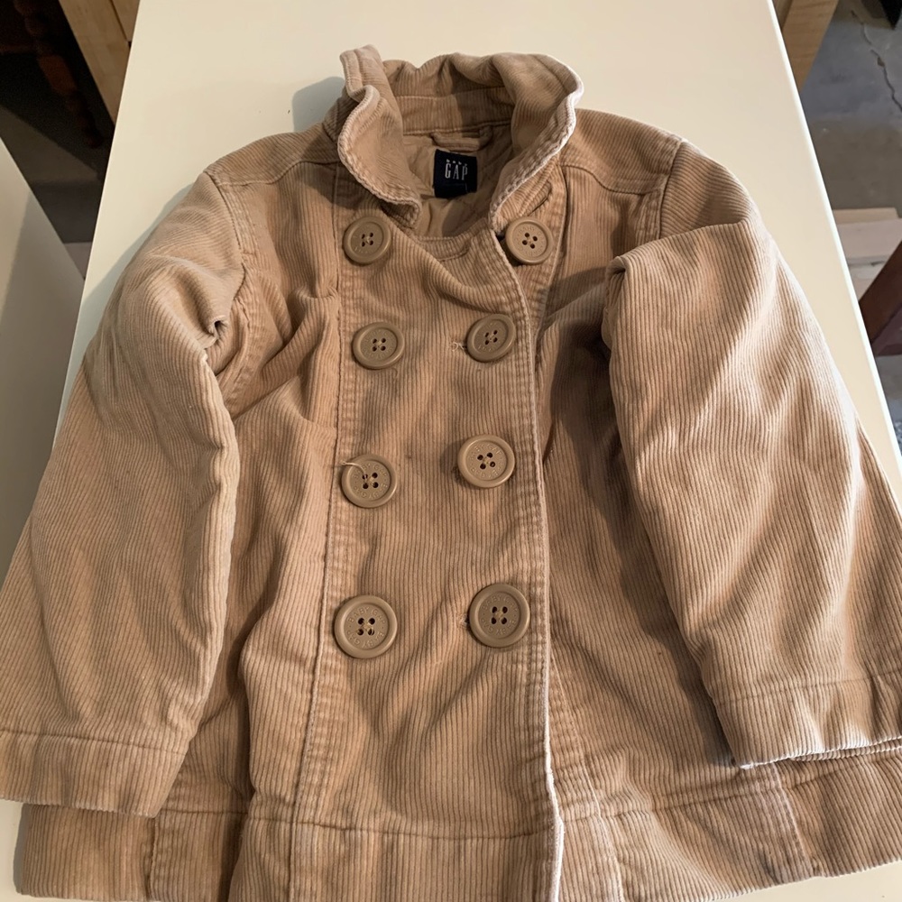 Gap, girls tan button down, barn jacket